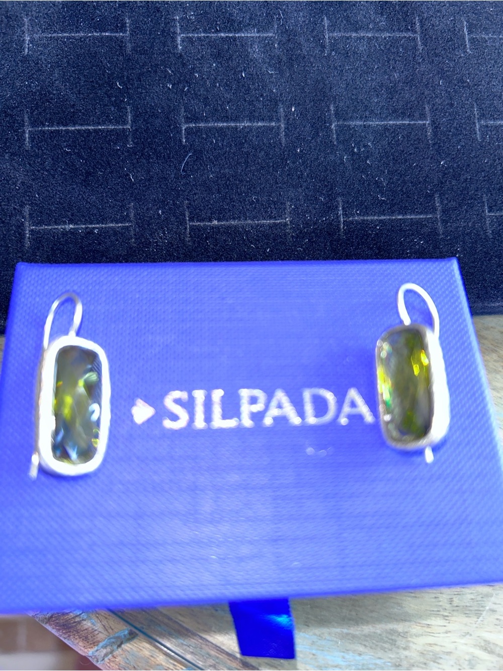 Silpada Green Gemstone Drop Earrings, new